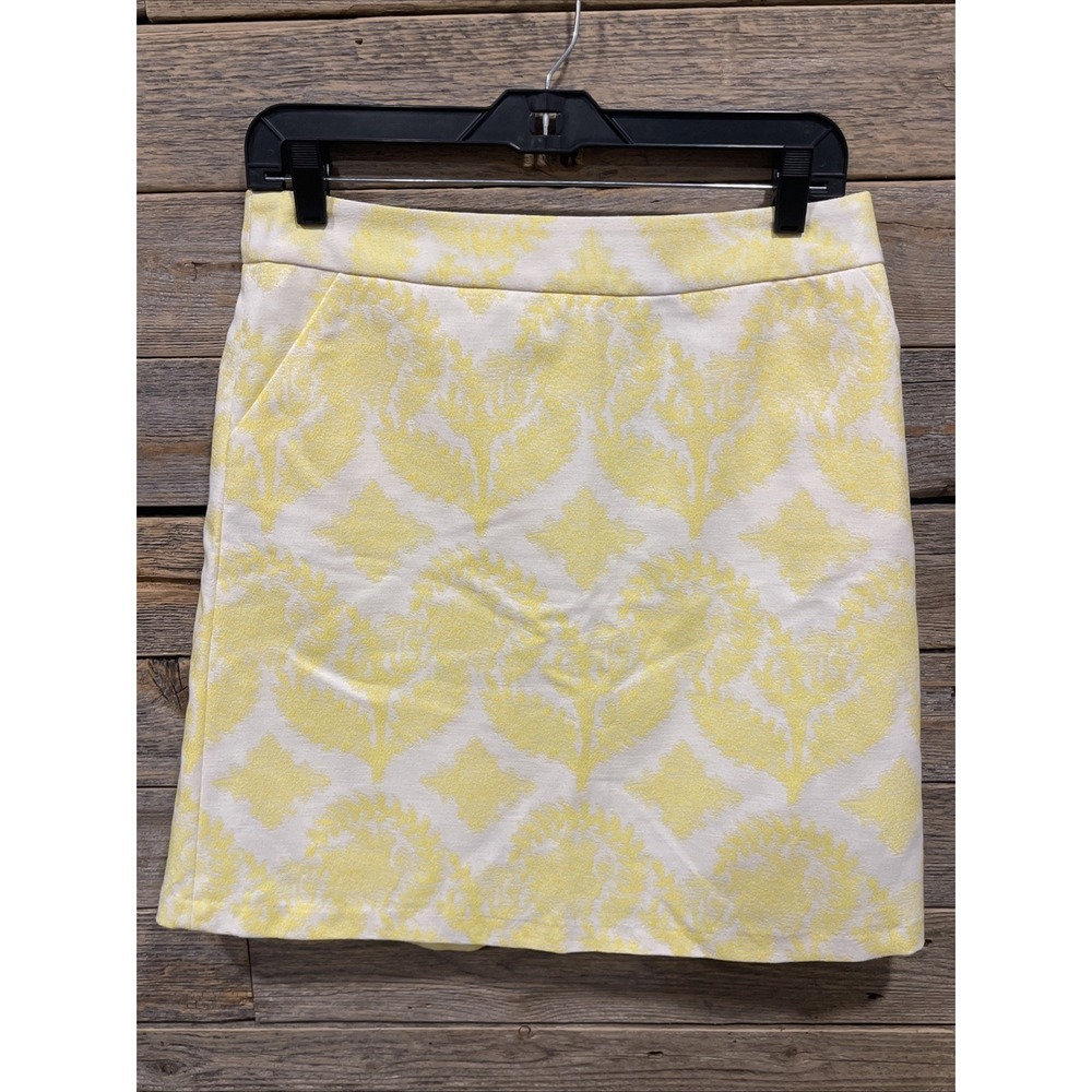 NWT The Limited Yellow & White Floral Jacquard Women A-Line Skirt‎ Size 4